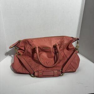 Pink Women’s Coach F22488 Coral Leather Eyelet Shoulder Satchel Handbag Purse